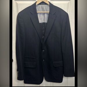 Tiglio Luxe mens Remo Biella Italy super 150s black Extra Fine wool jacket 44L